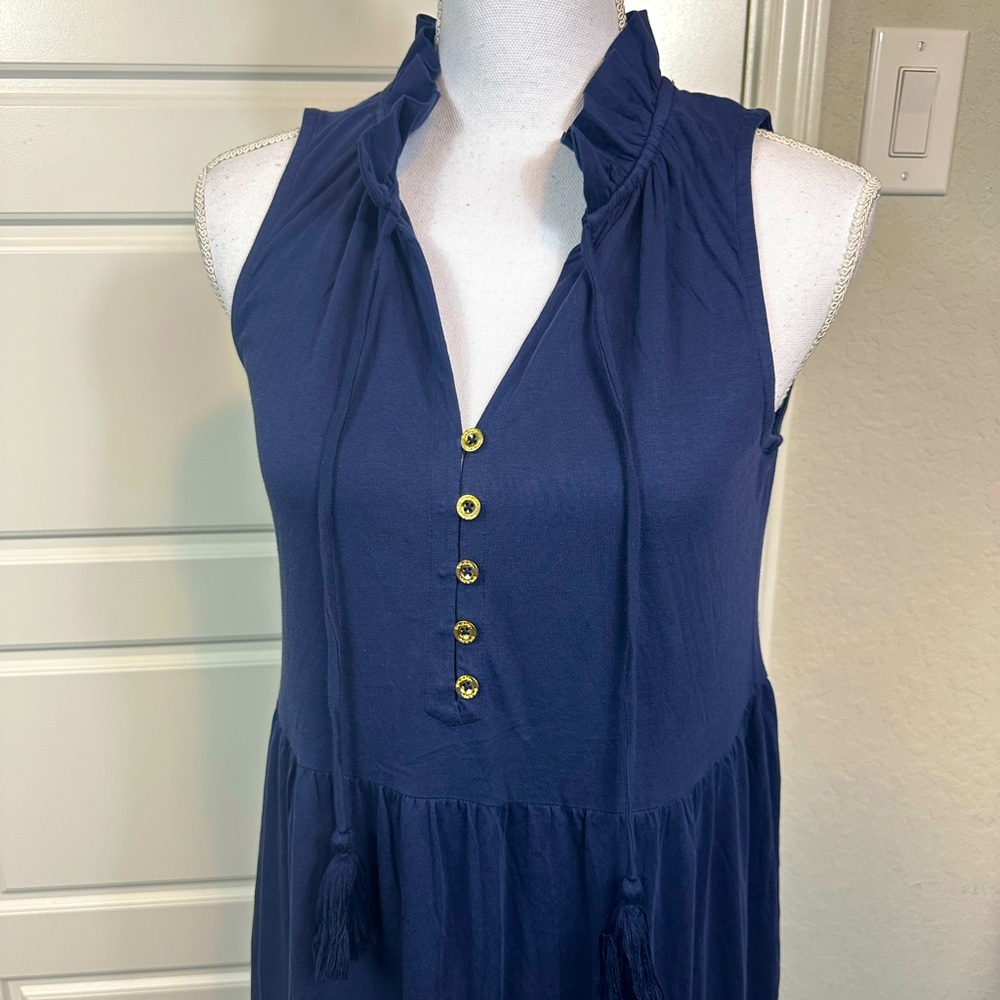 Lilly Pulitzer Malone Navy Blue Cotton Sleeveless Tiered Maxi Dress Size XS NWOT - Picture 3 of 10